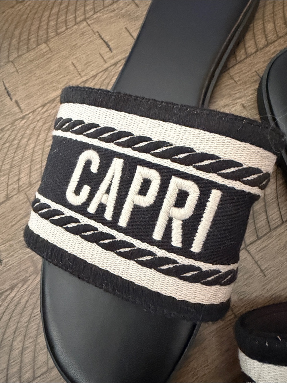 a new day Black & Cream Capri Slide Sandals - Picture 3 of 9
